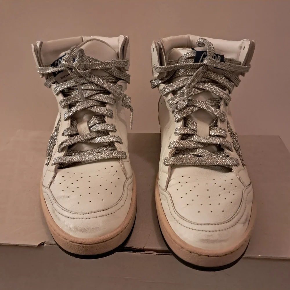 Golden Goose Sneakers Women's 38 8 Skystar High Top Leather Sequins Designer - Picture 5 of 16